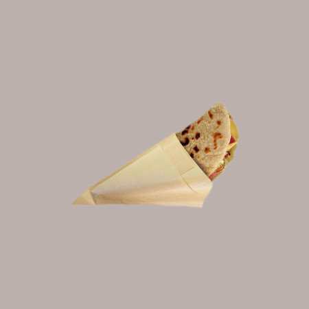 100 Pz Cono Carta Porta Panino +Tovagliolo Avana Tinta Unita [f956bb60]