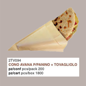 100 Pz Cono Carta Porta Panino +Tovagliolo Avana Tinta Unita [7e1b016f]