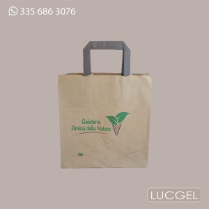 200 Pezzi Borsa Carta Avana Gelateria Amica Natura 26+16x17