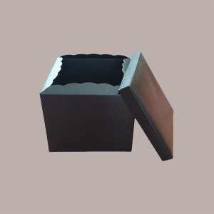 5 Cassetta Scatola Baule Carta Quadrata PELLE NERO 30x30H24