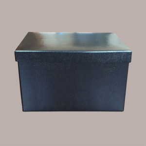 2 Pz Scatola Baule+Coperchio Carta Pelle Nero 400x285H240 mm