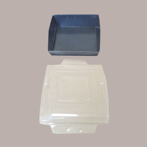 15 Pz Box Alimenti Carta Nero Sushi Quadrato +Coperchio PRYSMA [a0484989]