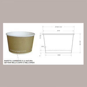 60 Pz Coppa in Carta Avana per Macedonia 350 Gelato 390 Ml