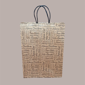 20 Pz Shopper Carta Marrone Words Manico Cordino 270x110H350