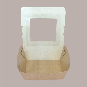 50 Box Alimenti Medio Asporto Carta Marrone Finestra 175x140H65 [fd23d98f]