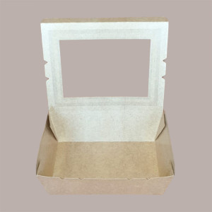50 Box Alimenti Grande Asporto Carta Marrone Finestra 215x160H65 [7a8f018e]