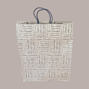 20 Pz Shopper Carta Marrone Words Manico Cordino 350x130H430
