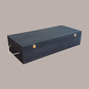 Cassetta Baule Nero in Legno di Betulla per Prosciutto con Clip Oro