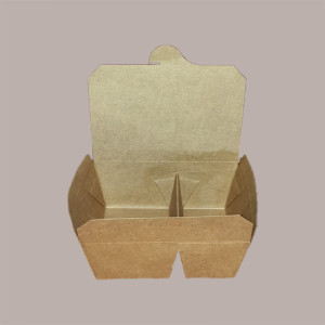 60 Box Alimenti Asporto 2 Scomparti in Carta Marrone 170x140H65