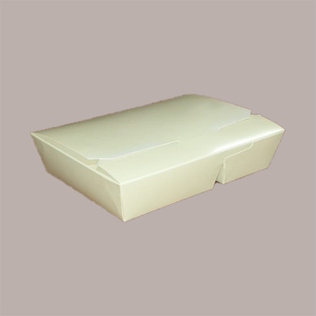 60 Box Alimenti Asporto 2 Scomparti Carta Champagne 195x140H45 [8ce01436]
