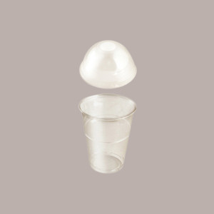 50 Pz Bicchiere PLA BIO 300cc con Coperchio Cupola con Foro [9363fbd8]