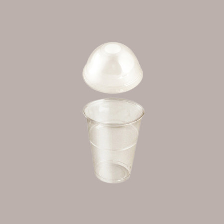 50 Pz Bicchiere PLA BIO 350cc con Coperchio Cupola con Foro [a55e8fd5]