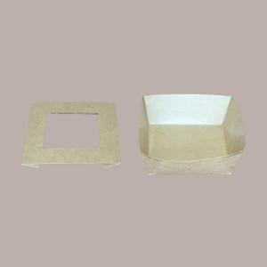 30 Box Alimenti Medio Asporto Carta Marrone Finestra 163x163H51 [d29683bc]