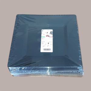 25 Pz Piatto Quadrato Rigido Nero Black Plate PS 27x27H1,8 cm [5c1154b0]