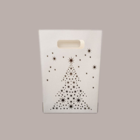 10 Pezzi Shoppers Carta Bianca Albero Natale Oro 16+8H23 [f8ad47ca]