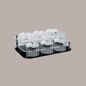 1 Espositore Porta Granelle in Plexiglass Base Nera con 6 Barattoli