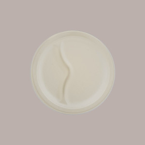 50 Pz Piatto Biscomparto Bio Eco dm22 in Carta Polpa Cellulosa