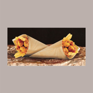 100 Pezzi Cono Carta Avana Medio Porta Alimenti Fritti 145H285mm [a8e9cd69]