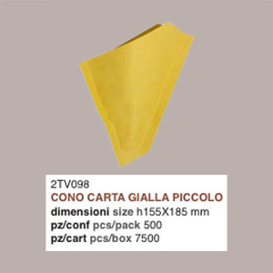 500 Cono Carta Gialla Piccolo Porta Alimenti Fritti 185H155mm