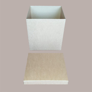 5 Pz Scatola Baule+Coperchio Carta Onda Avana 250x250H300 mm
