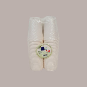 50 Pz Bicchiere Biodegradabile Eco Polpa Cellulosa 260cc