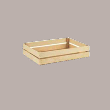 1 Pz Cassetta Legno Naturale Rettangolare Media Cesto 37x28H8 [82582a35]