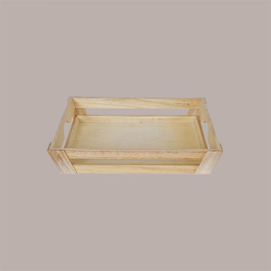 1 Pz Cassetta Legno Naturale Cesto Svasato Medio 40x30H7,5cm
