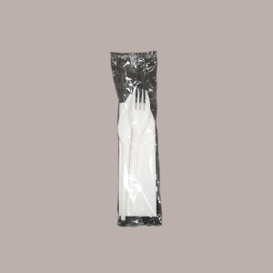50 Pz Forchetta PLA + Tovagliolo Posate Bio Eco Imbustato Singolo