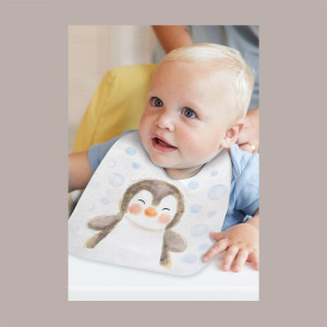 300 Pz Bavaglini Baby Bambino Colore Bianco Puppy in Tessuto Tnt