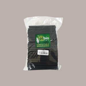 250 Pz Cannuccia Dritta PLA Bio Nera Eco Foro 8 mm H150mm [cfce9087]