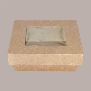 30 Box Alimenti Piccolo Asporto Carta Marrone Finestra 143x143H50