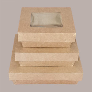 30 Box Alimenti Piccolo Asporto Carta Marrone Finestra 143x143H50 [f62a2f92]