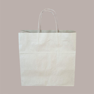 50 Pz Borsa in Carta Riciclata Natura Bio per Asporto 32+20H30