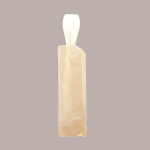 250 Pz Palettina Gelato Biodegradabile PLA Beige Imbustate Carta