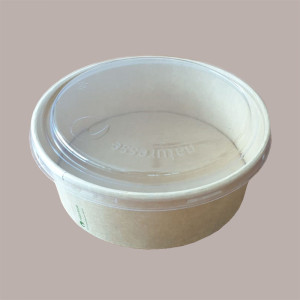 50 Pz Coppa Insalata Carta Avana BIO Coperchio 1200 Ml Dm 185