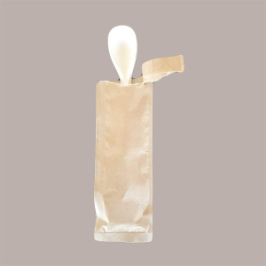 200 Pz Cucchiaino 12cm Biodegradabile PLA Beige Imbustato Carta [52ad0f1c]