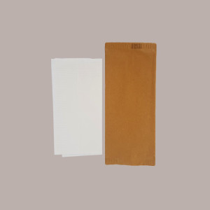 125 Pezzi Busta Portaposate Carta Paglia Tovagliolo Bianco 40x40