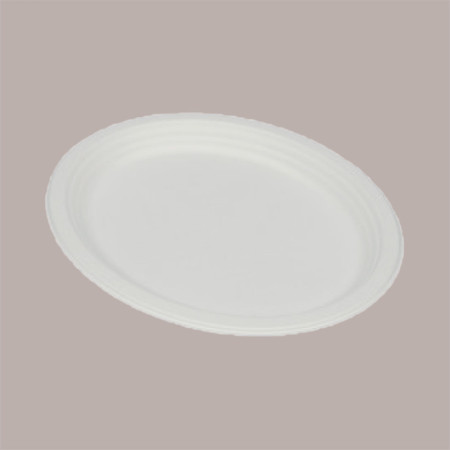 50 Pz Vassoio Piatto Ovale Bio Eco Carta Polpa Cellulosa 26x20cm [4249b11c]
