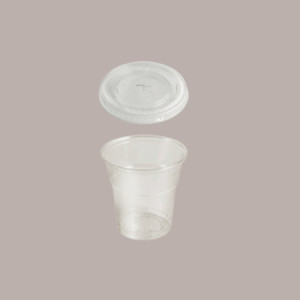 50 Pz Bicchiere PLA BIO 200cc con Coperchio Piatto Taglio Croce [1a9692da]