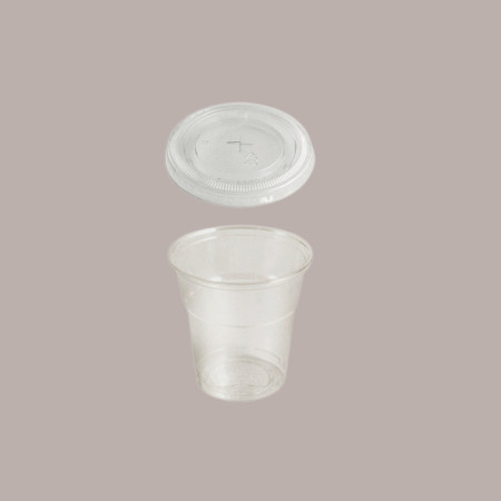 50 Pz Bicchiere PLA BIO 200cc con Coperchio Piatto Taglio Croce [1a9692da]