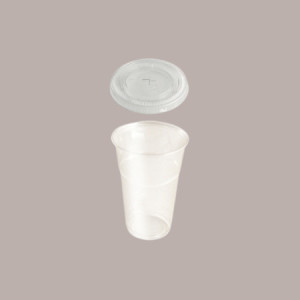 100 Pz Bicchiere Plastica PET 575cc (0,4 L alla Tacca) + Coperchio Piatto taglio Croce [99a82e90]