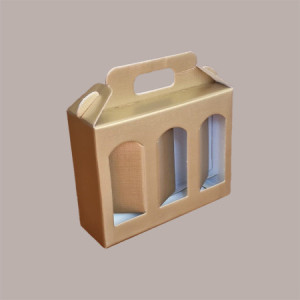 10 Pz Scatola Astuccio Porta 3 Vasetti Salse Creme in Cartoncino Seta Oro 190x60H150mm [886aee5f]