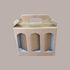 10 Pz Scatola Astuccio Porta 3 Vasetti Salse Creme in Cartoncino Seta Oro 190x60H150mm