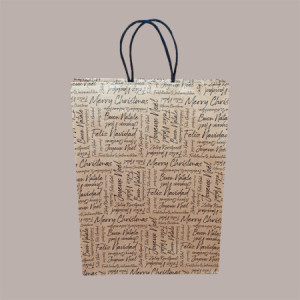 20 Pz Shopper Carta Marrone Words Manico Cordino 190x90H250