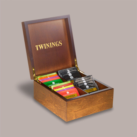Scatola Legno 4 Scomparti + 54 Filtri Tisane Assortite Twinings [46378c1c]