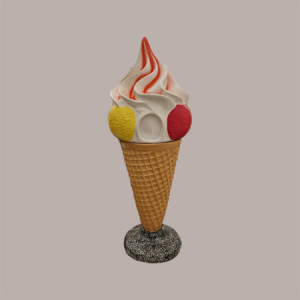 Cono Gelato Gigante Getta Carte Cestino in Vetroresina Base + Testa H164cm