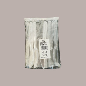50 Pz Coltelli Rigidi Trasparenti Monouso Posate in PS cm19 [f78277ab]