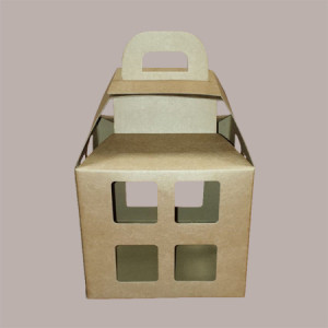 5 Pz Scatola per Confezione Regalo in Carta Avana a Forma di Lanterna 200x200H250mm