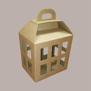 5 Pz Scatola per Confezione Regalo in Carta Avana a Forma di Lanterna 300x225H365mm [4b46b61a]