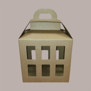 5 Pz Scatola per Confezione Regalo in Carta Avana a Forma di Lanterna 300x225H365mm